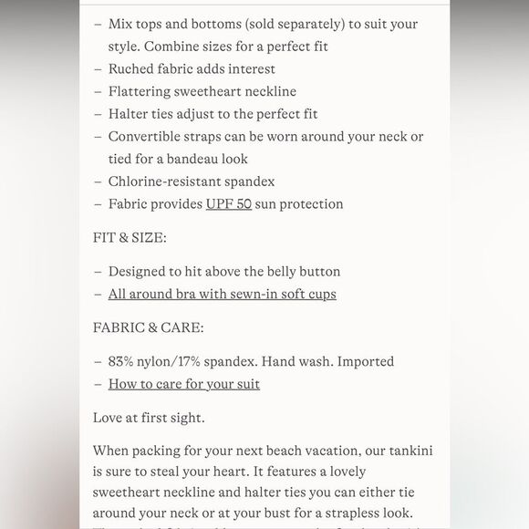 Land's End Ruched Halter Midkini Top 2 Way White  Multi Ditsy Floral print 12 - Picture 10 of 10